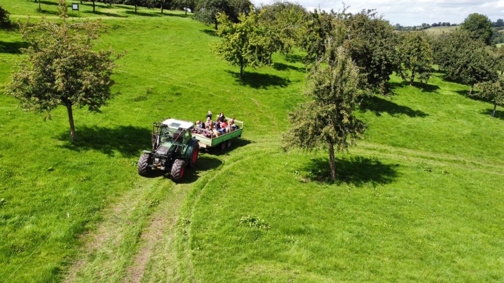 visite des vergers en tracteur